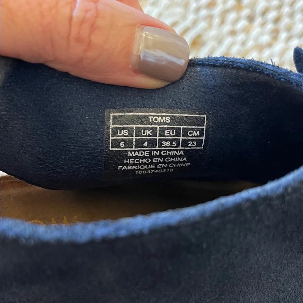 Toms Blue Suede Wedge Sandals